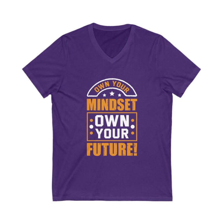 "Own your Mindset, Own your Future" Unisex Jersey Short Sleeve V-Neck Tee - Image 15