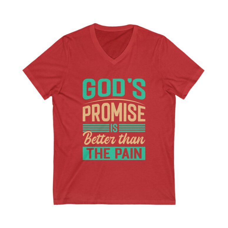 "God's Promise" Unisex Jersey Short Sleeve V-Neck Tee - Image 19