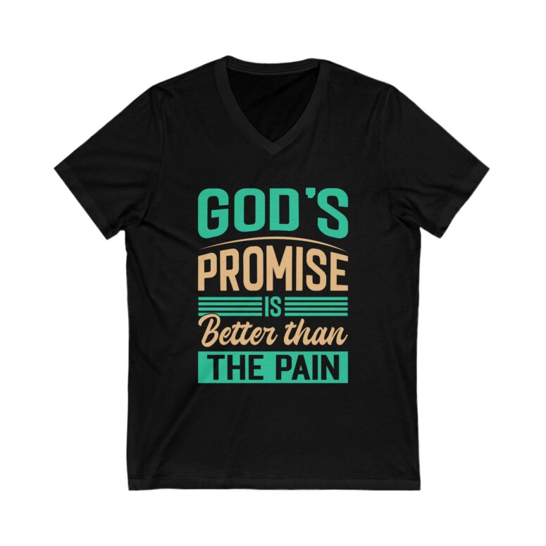 "God's Promise" Unisex Jersey Short Sleeve V-Neck Tee - Image 5