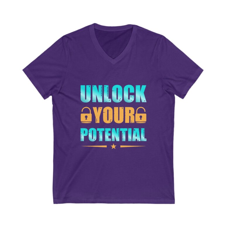 "Unlock Your Potential" Unisex Jersey Short Sleeve V-Neck Tee - Image 17